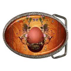 Wonderful Steampunk Easter Egg With Flowers Belt Buckles