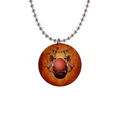 Wonderful Steampunk Easter Egg With Flowers 1  Button Necklace