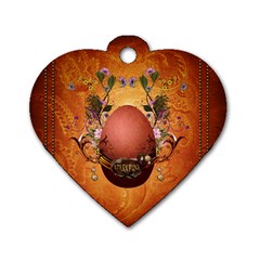 Wonderful Steampunk Easter Egg With Flowers Dog Tag Heart (two Sides)