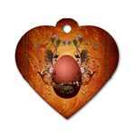 Wonderful Steampunk Easter Egg With Flowers Dog Tag Heart (Two Sides) Front