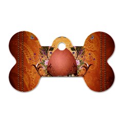 Wonderful Steampunk Easter Egg With Flowers Dog Tag Bone (two Sides)