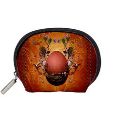 Wonderful Steampunk Easter Egg With Flowers Accessory Pouch (Small)