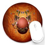 Wonderful Steampunk Easter Egg With Flowers Round Mousepads Front