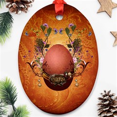 Wonderful Steampunk Easter Egg With Flowers Ornament (Oval)