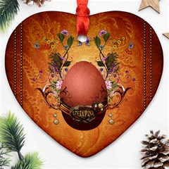 Wonderful Steampunk Easter Egg With Flowers Ornament (Heart)