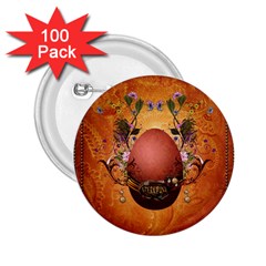 Wonderful Steampunk Easter Egg With Flowers 2.25  Buttons (100 pack) 