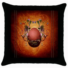 Wonderful Steampunk Easter Egg With Flowers Throw Pillow Case (Black)