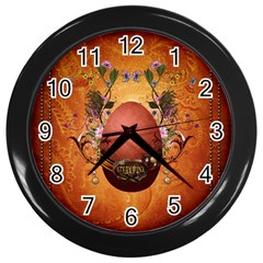 Wonderful Steampunk Easter Egg With Flowers Wall Clock (Black)