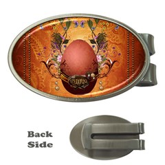 Wonderful Steampunk Easter Egg With Flowers Money Clips (Oval) 