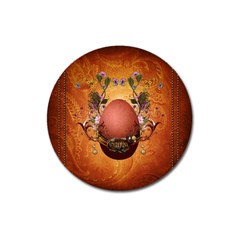 Wonderful Steampunk Easter Egg With Flowers Magnet 3  (Round)