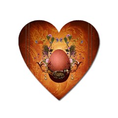 Wonderful Steampunk Easter Egg With Flowers Heart Magnet