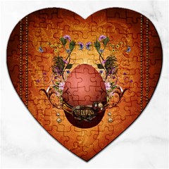 Wonderful Steampunk Easter Egg With Flowers Jigsaw Puzzle (Heart)