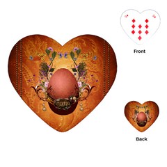 Wonderful Steampunk Easter Egg With Flowers Playing Cards (Heart)