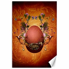 Wonderful Steampunk Easter Egg With Flowers Canvas 24  x 36 