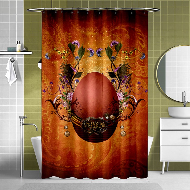 Wonderful Steampunk Easter Egg With Flowers Shower Curtain 48  x 72  (Small) 