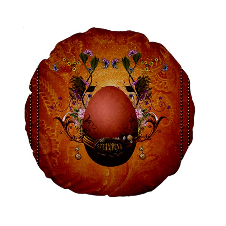 Wonderful Steampunk Easter Egg With Flowers Standard 15  Premium Round Cushions