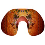 Wonderful Steampunk Easter Egg With Flowers Travel Neck Pillows Front