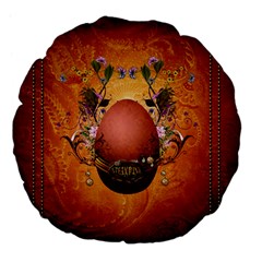 Wonderful Steampunk Easter Egg With Flowers Large 18  Premium Flano Round Cushions