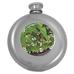 Garden Of The Phoenix  Round Hip Flask (5 Oz) by Riverwoman