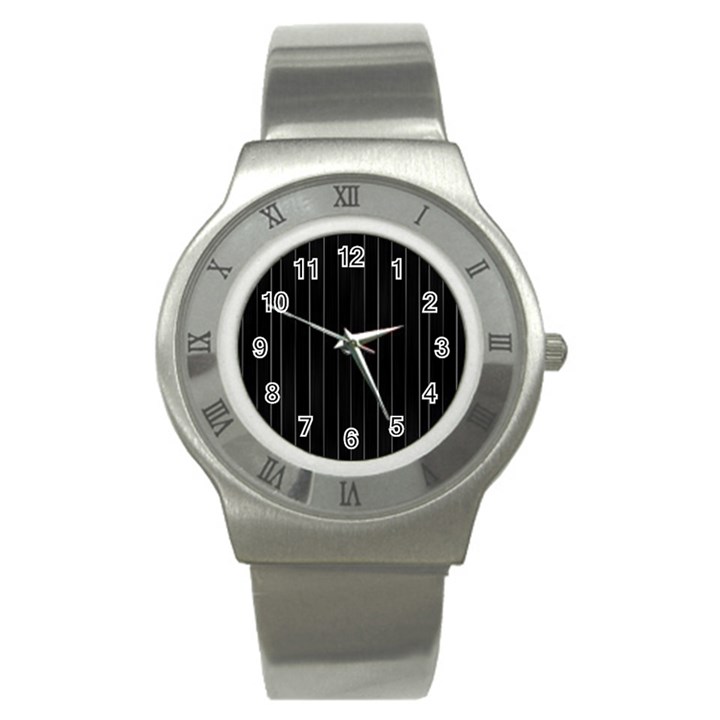 Dark Linear Abstract Print Stainless Steel Watch