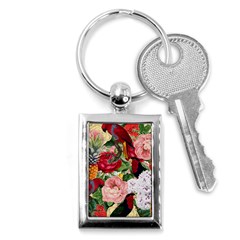 Tropical Bird Floral Key Chains (rectangle)  by snowwhitegirl