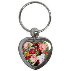 Tropical Bird Floral Key Chains (heart)  by snowwhitegirl