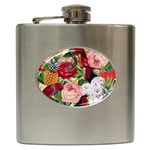 Tropical Bird Floral Hip Flask (6 oz) Front