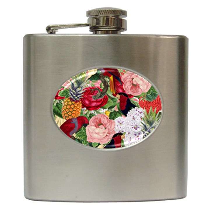 Tropical Bird Floral Hip Flask (6 oz)