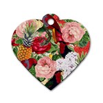 Tropical Bird Floral Dog Tag Heart (Two Sides) Back