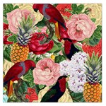 Tropical Bird Floral Large Satin Scarf (Square) Front