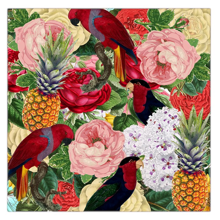 Tropical Bird Floral Large Satin Scarf (Square)