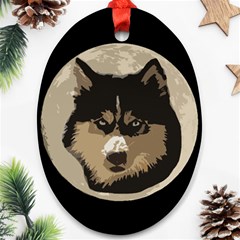 Husky Moon Ornament (oval) by snowwhitegirl