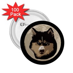 Husky Moon 2 25  Buttons (100 Pack)  by snowwhitegirl