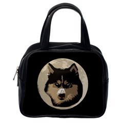 Husky Moon Classic Handbag (one Side) by snowwhitegirl