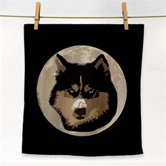 Husky Moon Face Towel by snowwhitegirl