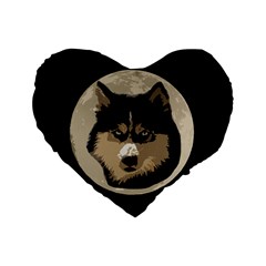 Husky Moon Standard 16  Premium Heart Shape Cushions by snowwhitegirl