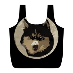 Husky Moon Full Print Recycle Bag (l) by snowwhitegirl