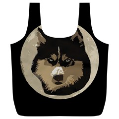 Husky Moon Full Print Recycle Bag (xl) by snowwhitegirl