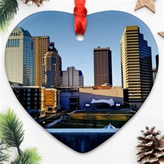 Columbus Skyline Heart Ornament (two Sides) by Riverwoman