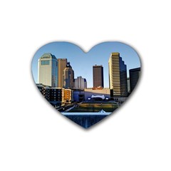 Columbus Skyline Rubber Coaster (heart)  by Riverwoman