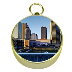 Columbus Skyline Gold Compasses by Riverwoman