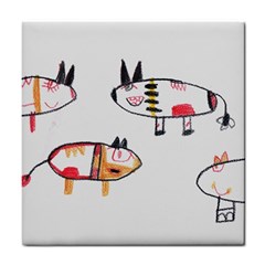 Children Children Drawing Flock Tile Coasters by Pakrebo