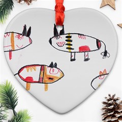 Children Children Drawing Flock Ornament (heart) by Pakrebo