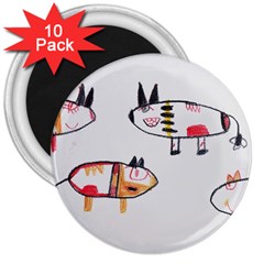 Children Children Drawing Flock 3  Magnets (10 Pack)  by Pakrebo