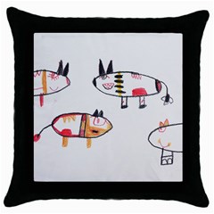 Children Children Drawing Flock Throw Pillow Case (black) by Pakrebo