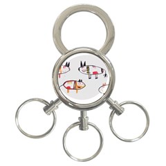 Children Children Drawing Flock 3-ring Key Chains by Pakrebo