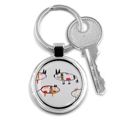 Children Children Drawing Flock Key Chains (round)  by Pakrebo