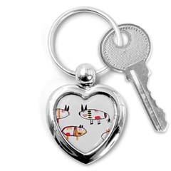 Children Children Drawing Flock Key Chains (heart)  by Pakrebo