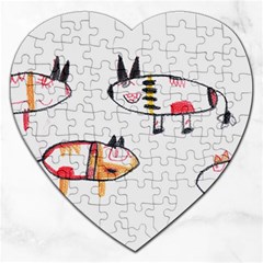 Children Children Drawing Flock Jigsaw Puzzle (heart) by Pakrebo