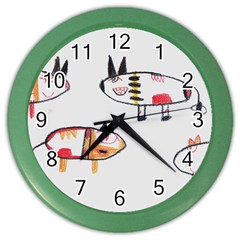 Children Children Drawing Flock Color Wall Clock by Pakrebo